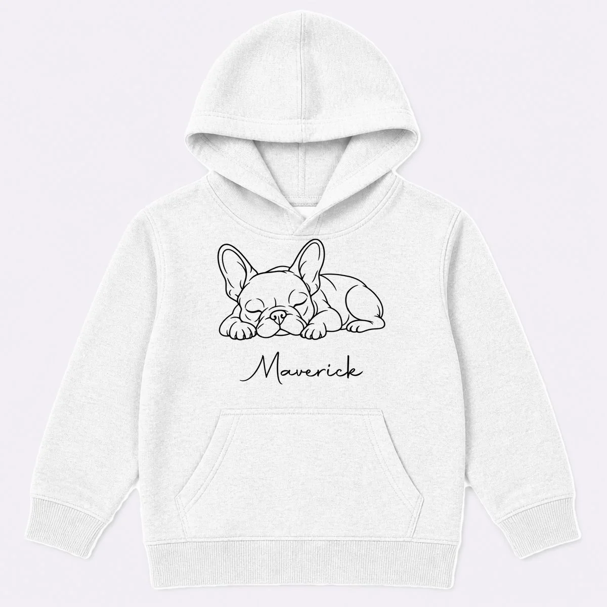 French Bulldog Frenchie Customizable Name Kids Hoodie - Front