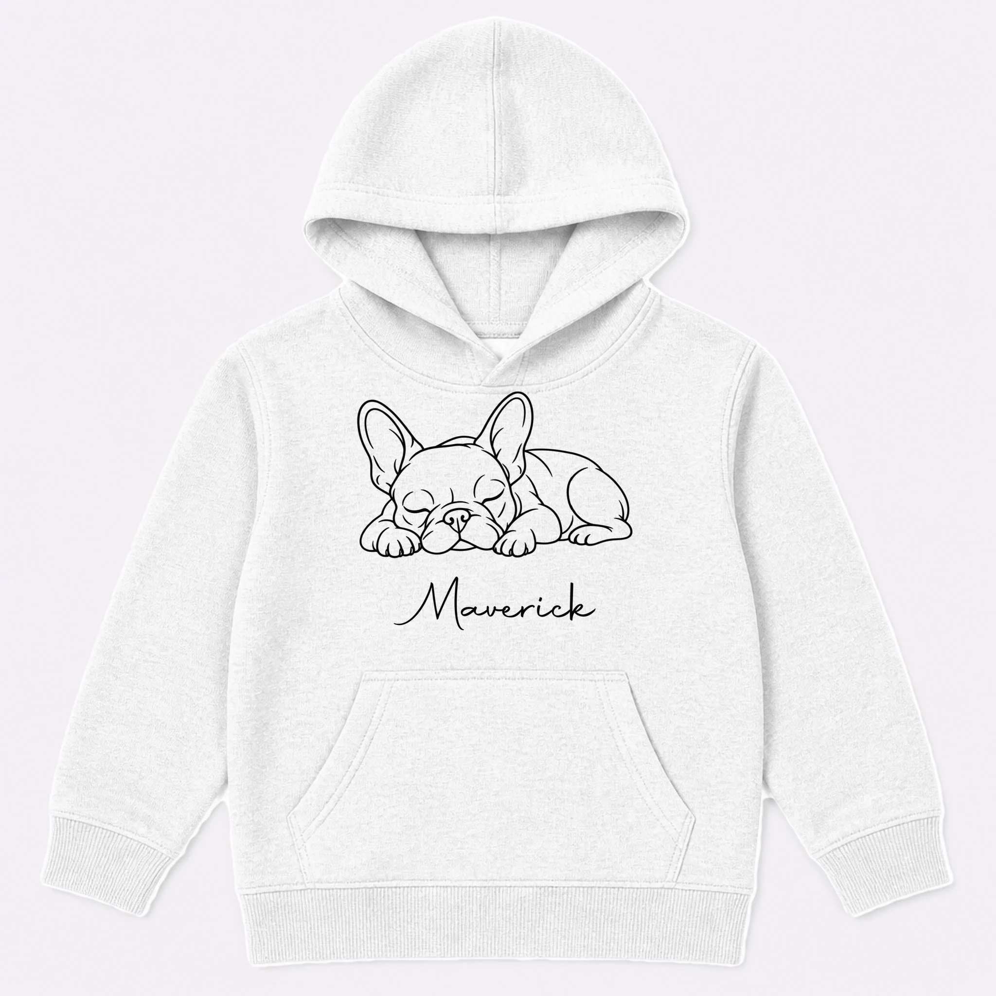 French Bulldog Frenchie Customizable Name Kids Hoodie - Front