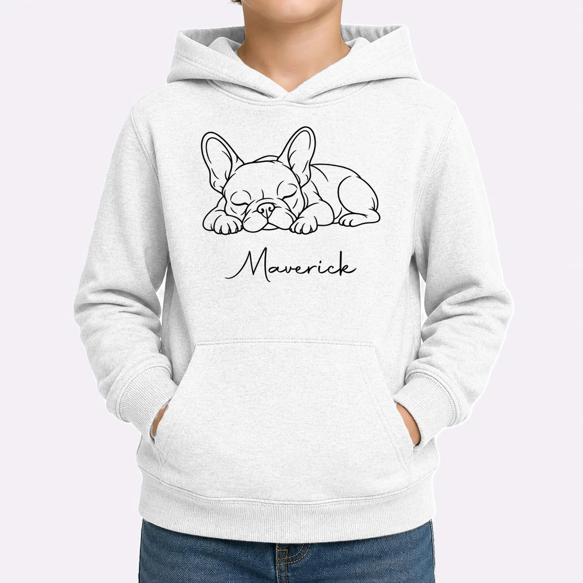 French Bulldog Frenchie Customizable Name Kids Hoodie - Front 1
