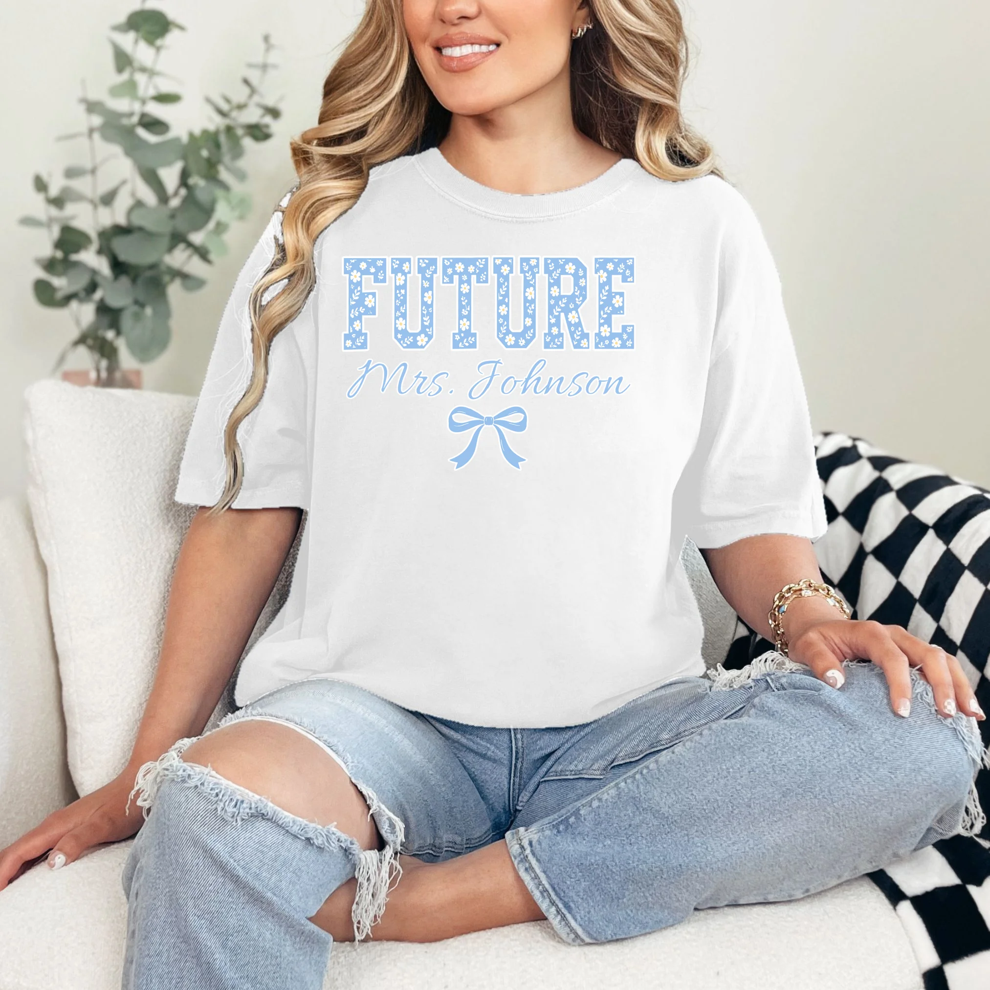 Future Mrs Cute Personalized Wedding Gift T-Shirt - Front 1