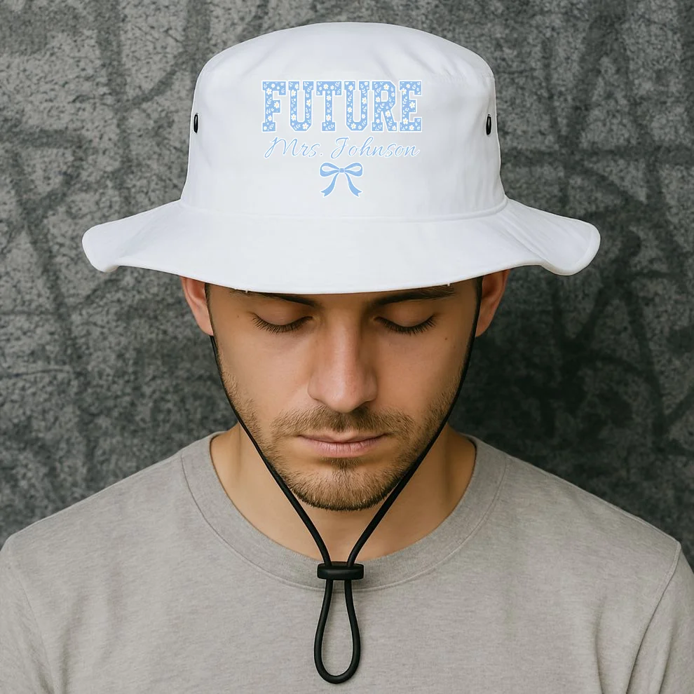 Future Mrs Cute Personalized Wedding Gift Boonie Bucket Hat - Front 1