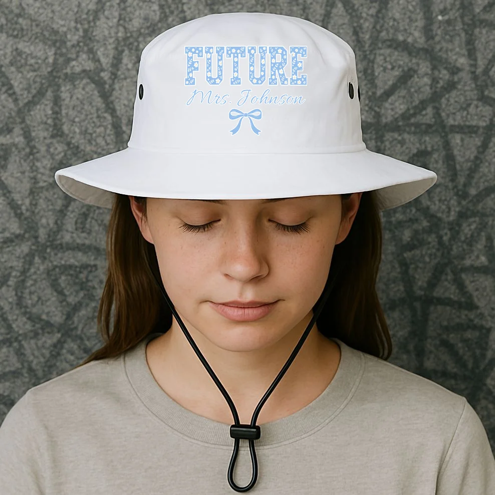Future Mrs Cute Personalized Wedding Gift Boonie Bucket Hat - Front 2