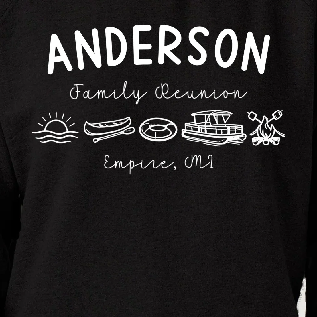 Family Reunion Personalized Camping Last Name and Location Women's Sweatshirt - Front - Close-up