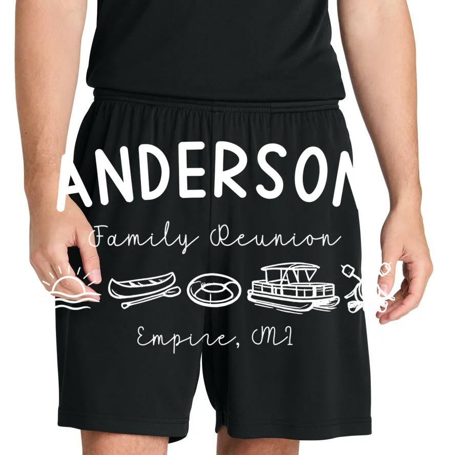 Family Reunion Personalized Camping Last Name and Location Men's Shorts - Front 1