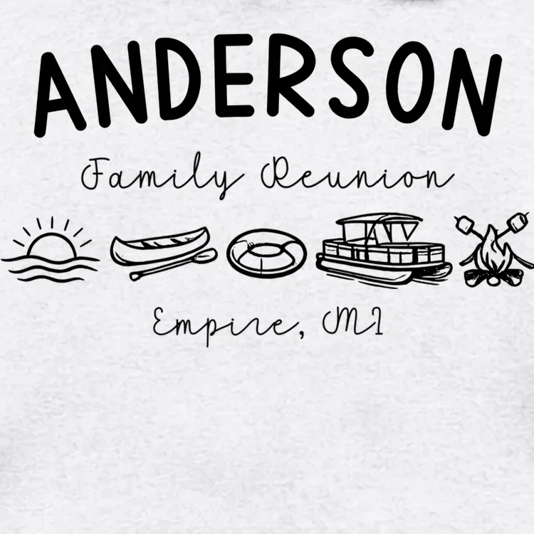 Family Reunion Personalized Camping Last Name and Location Men's Hoodie - Front - Close-up