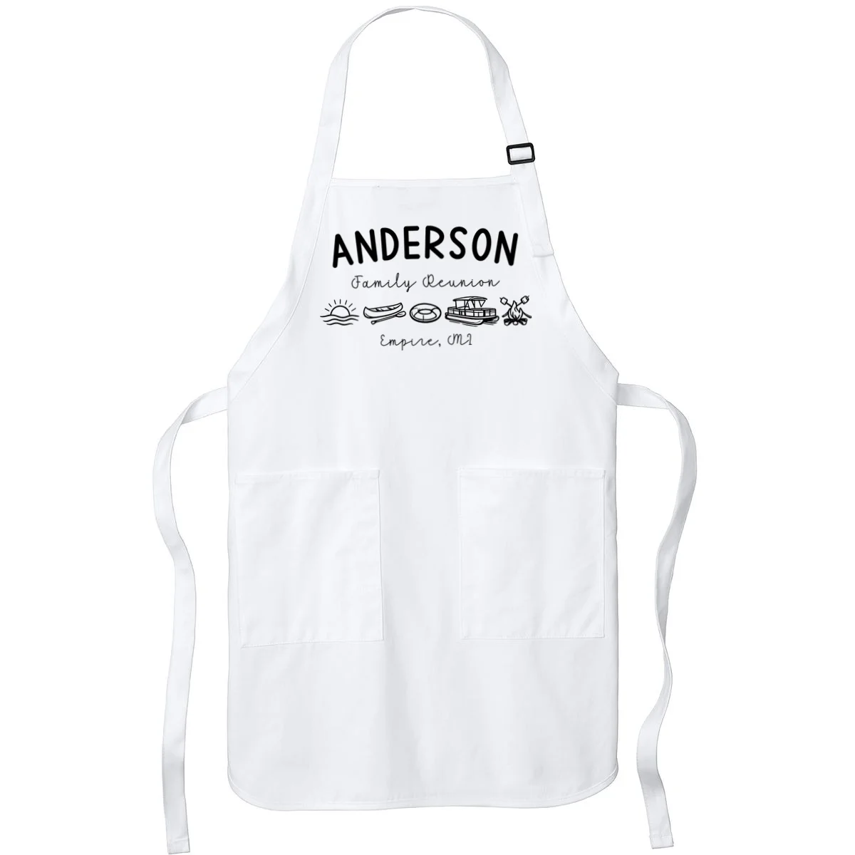 Family Reunion Personalized Camping Last Name and Location Apron - Front