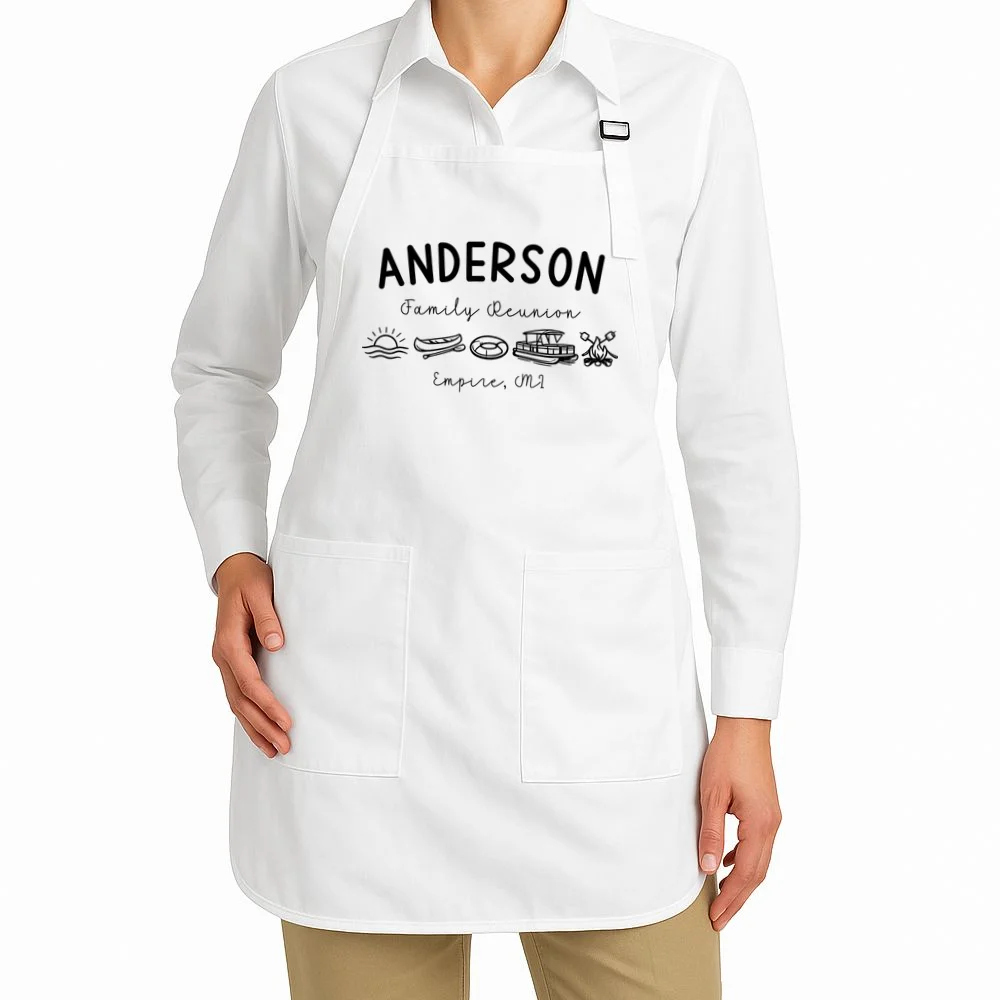 Family Reunion Personalized Camping Last Name and Location Apron - Front 1