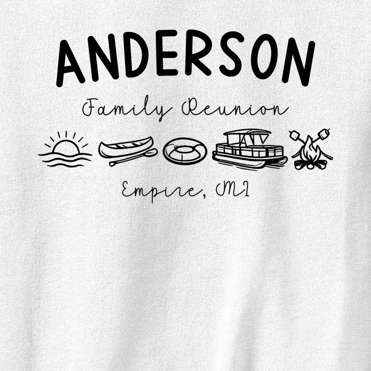 Family Reunion Personalized Camping Last Name and Location Men's Sweatshirt - Front - Close-up