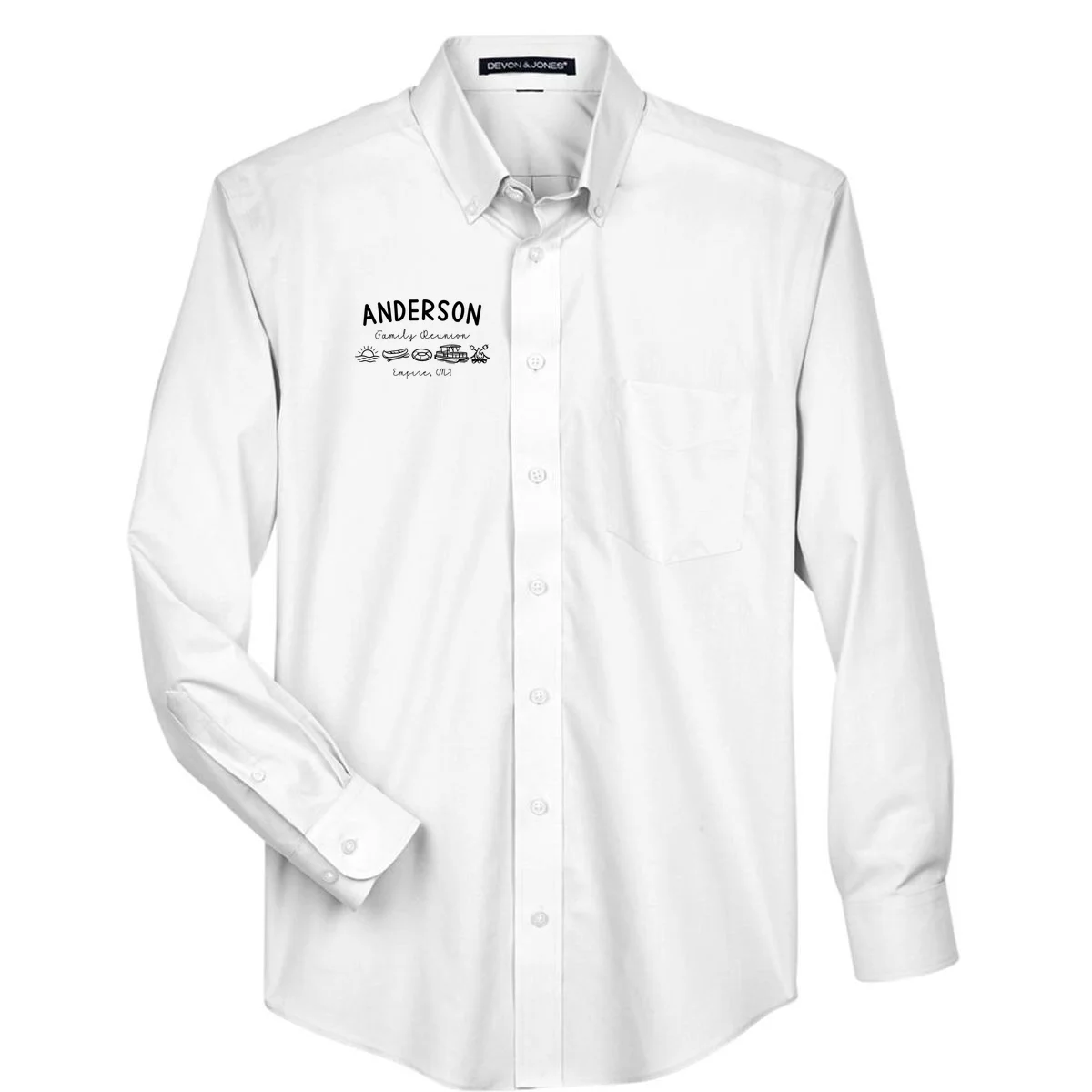 Family Reunion Personalized Camping Last Name and Location Men's Button Up - Front
