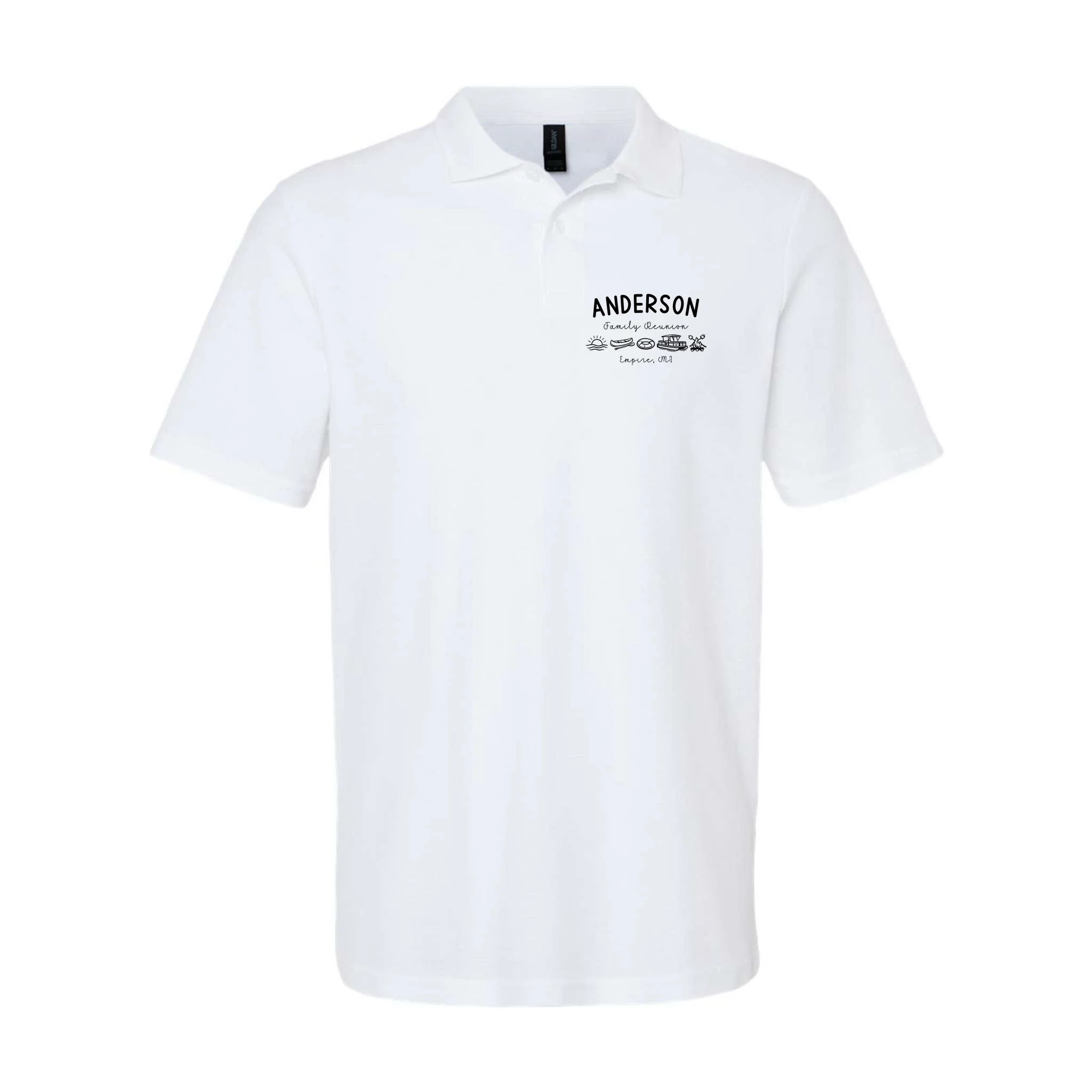 Family Reunion Personalized Camping Last Name and Location Men's Polo - Front
