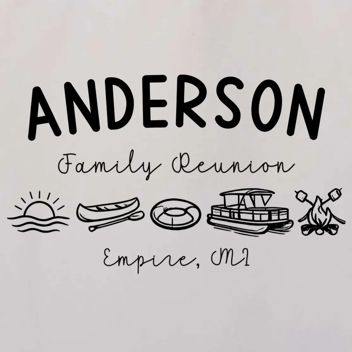 Family Reunion Personalized Camping Last Name and Location Tote Bag - Front - Close-up