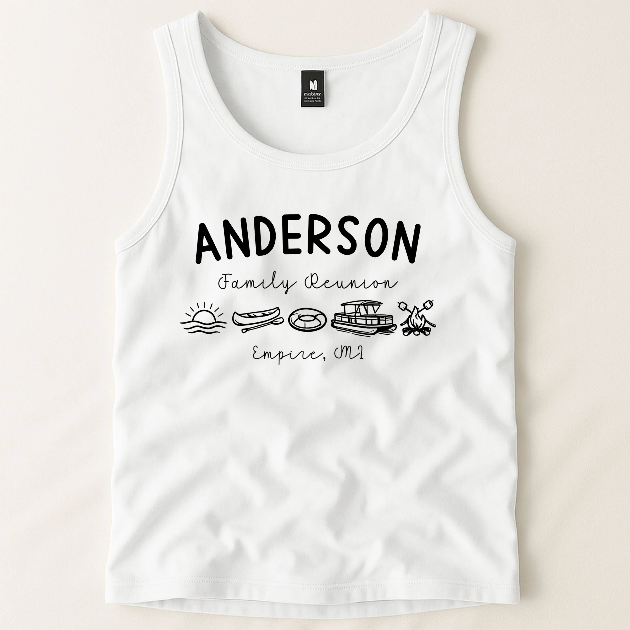 Family Reunion Personalized Camping Last Name and Location Men's Tank Top - Front 1