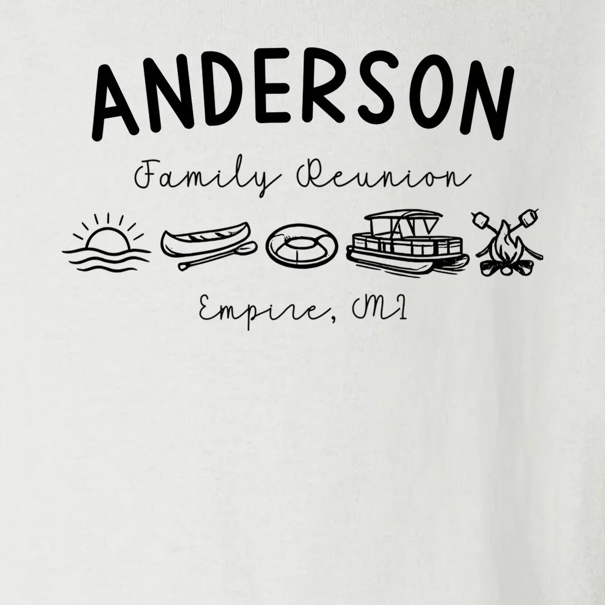 Family Reunion Personalized Camping Last Name and Location Toddler Long Sleeve Shirt - Front - Close-up