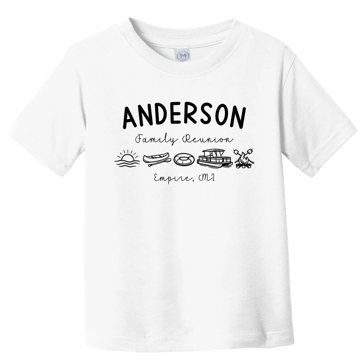 Family Reunion Personalized Camping Last Name and Location Toddler T-Shirt - Front