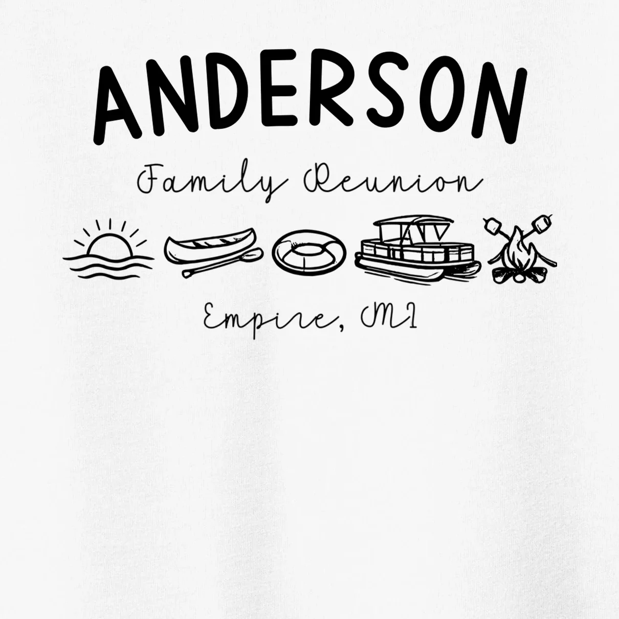 Family Reunion Personalized Camping Last Name and Location Toddler T-Shirt - Front - Close-up