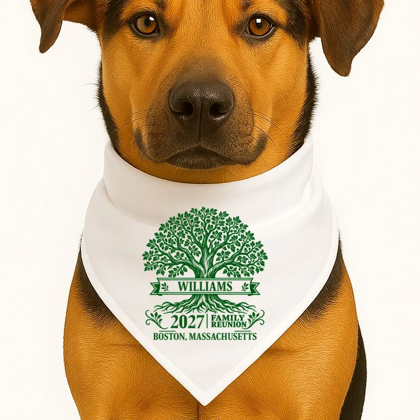 Custom Family Tree Family Reunion Dog Bandana - Front 1