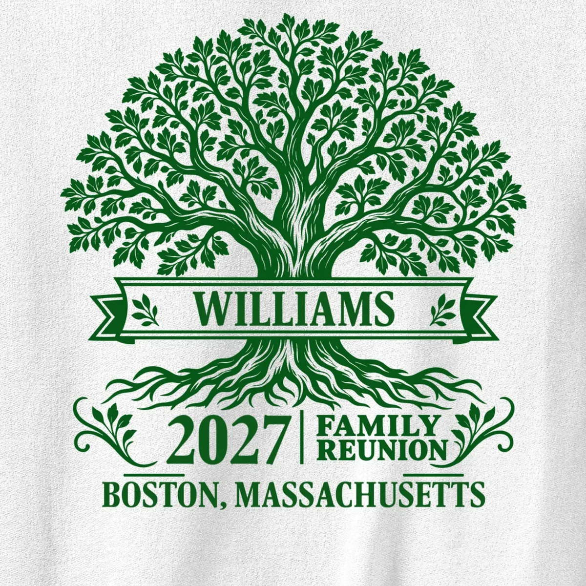 Custom Family Tree Family Reunion Men's Sweatshirt - Front - Close-up