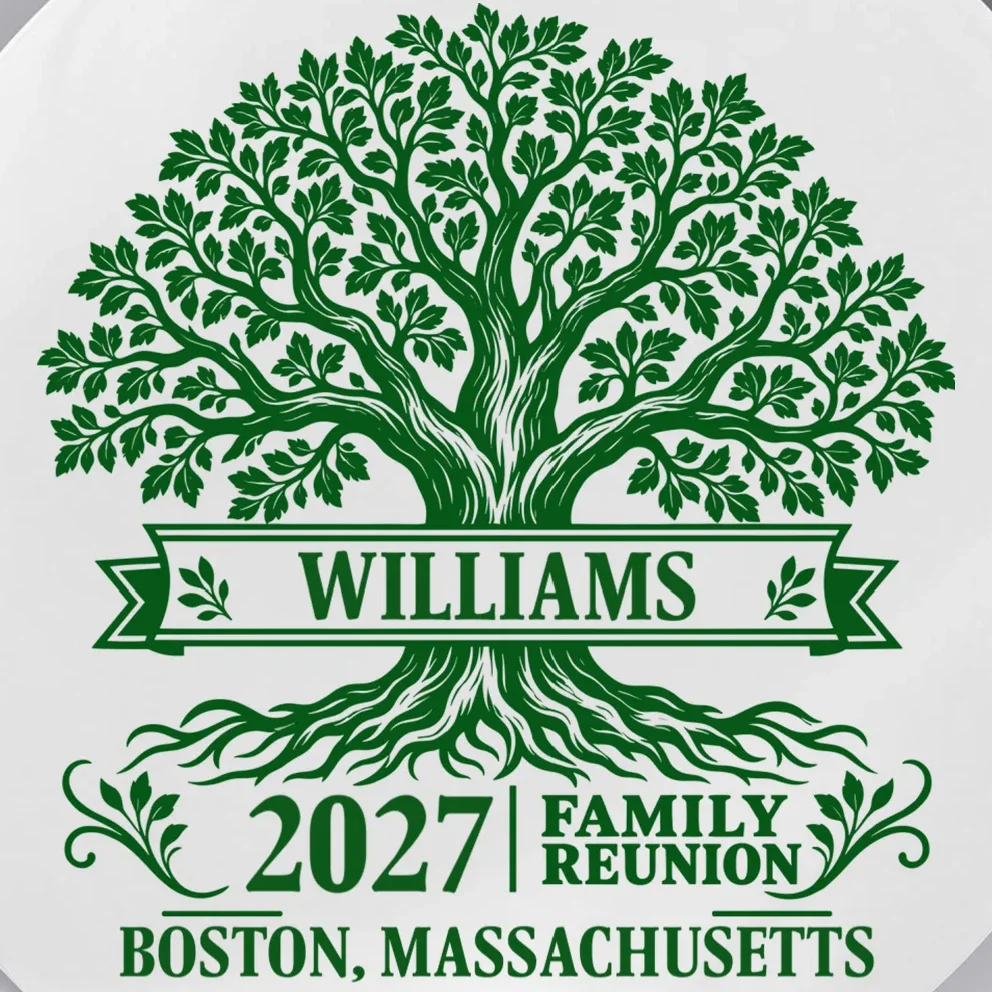 Custom Family Tree Family Reunion Button - Front - Close-up
