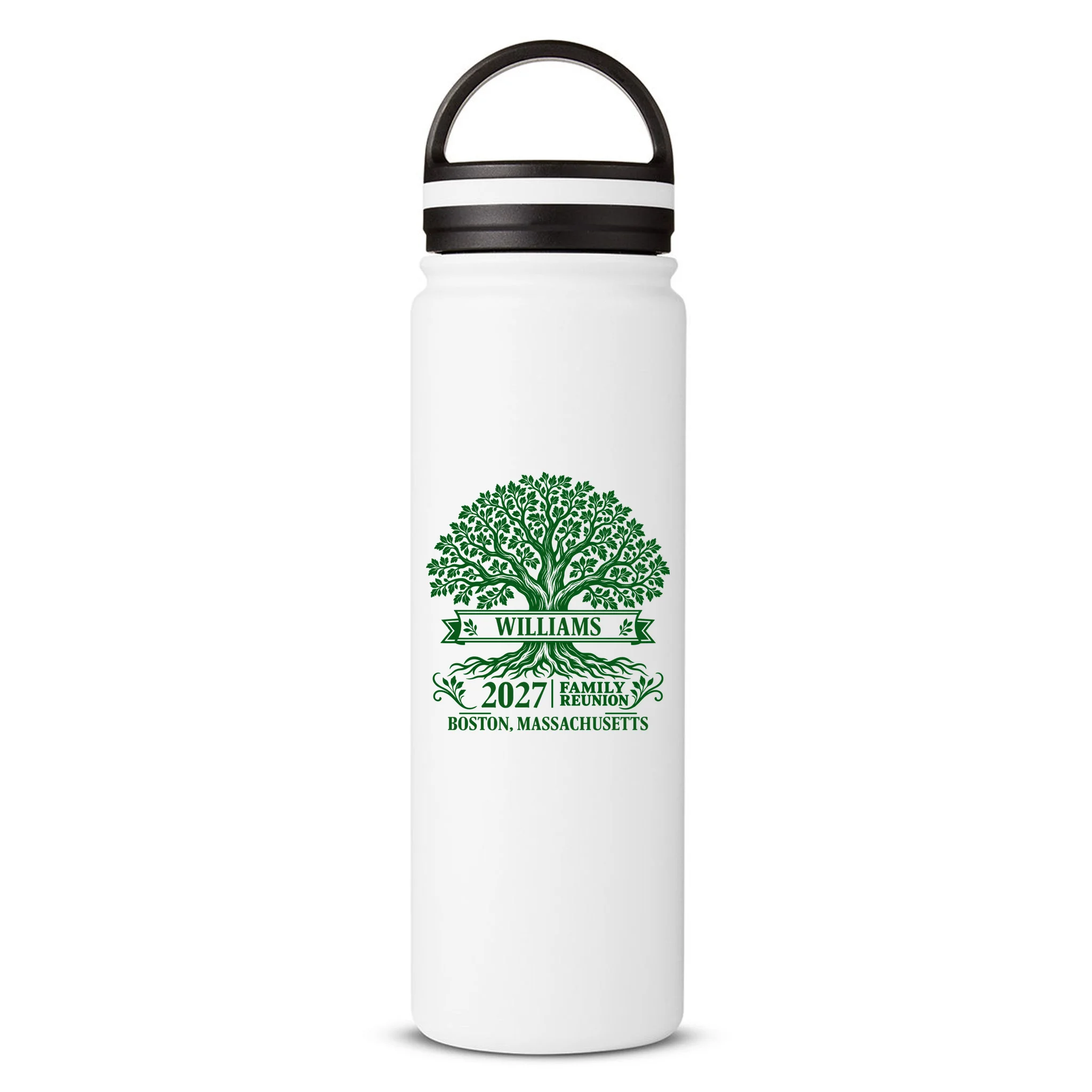 Custom Family Tree Family Reunion 24oz Water Bottle - Front