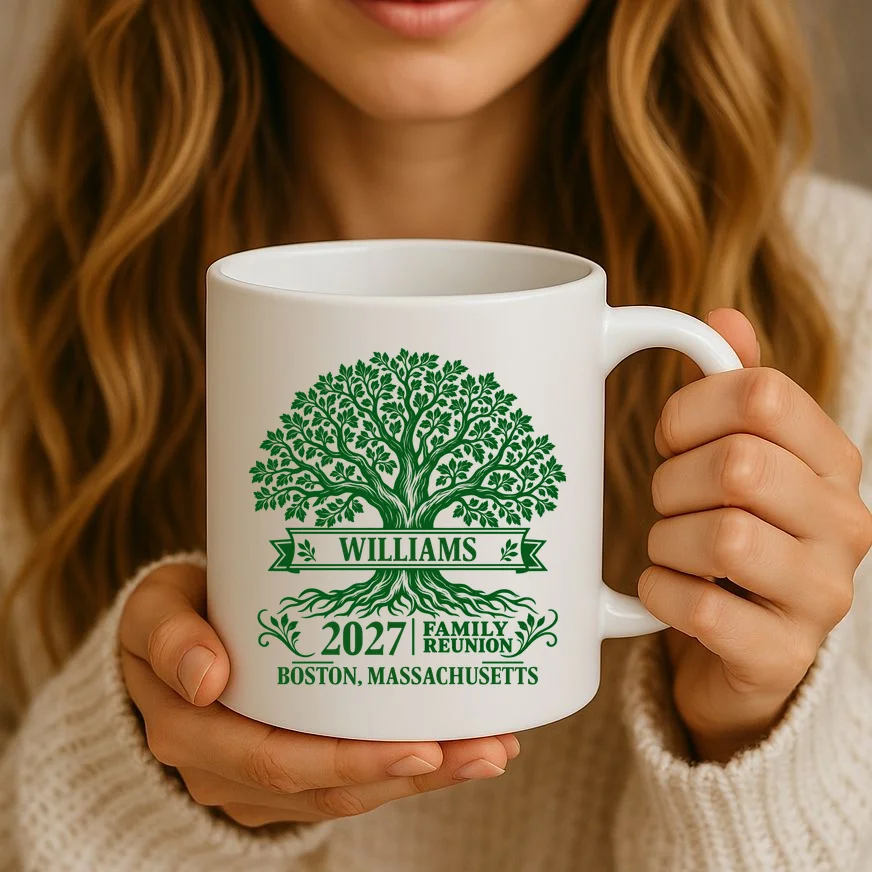 Custom Family Tree Family Reunion Coffee Mug - Front 2
