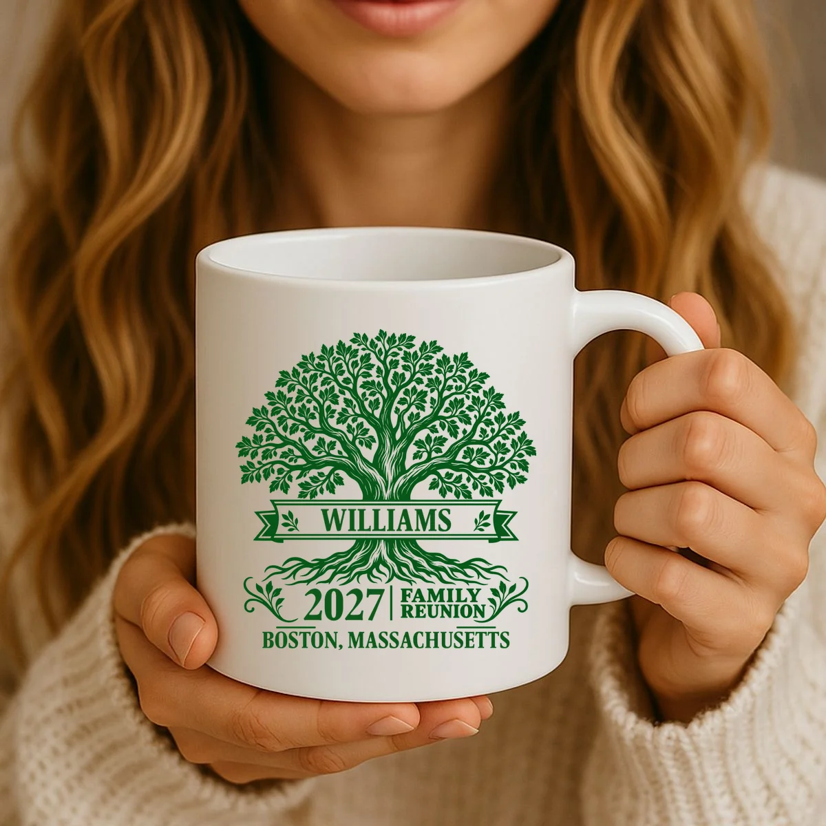 Custom Family Tree Family Reunion Coffee Mug - Front 2