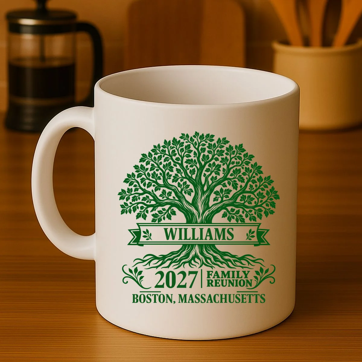 Custom Family Tree Family Reunion Coffee Mug - Front 3