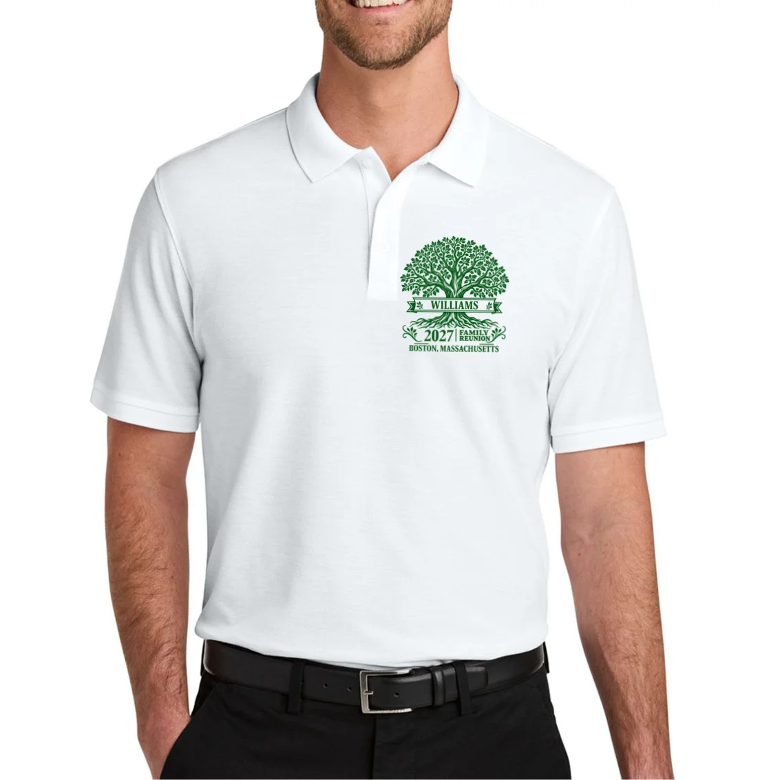 Custom Family Tree Family Reunion Men's Polo - Front 1