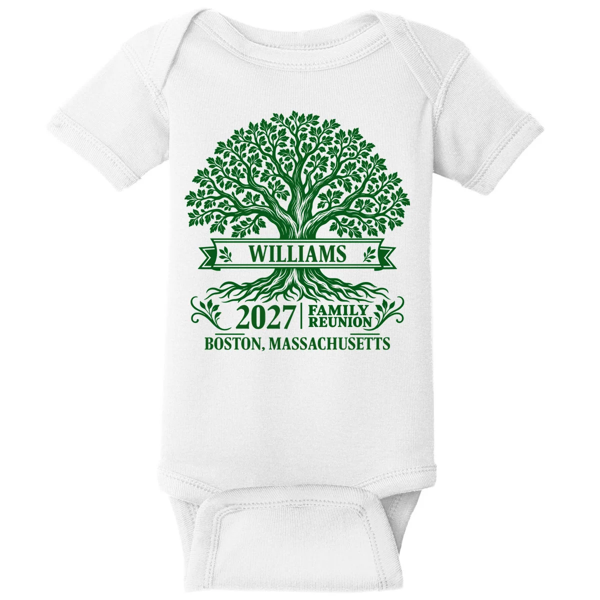 Custom Family Tree Family Reunion Baby Bodysuit - Front