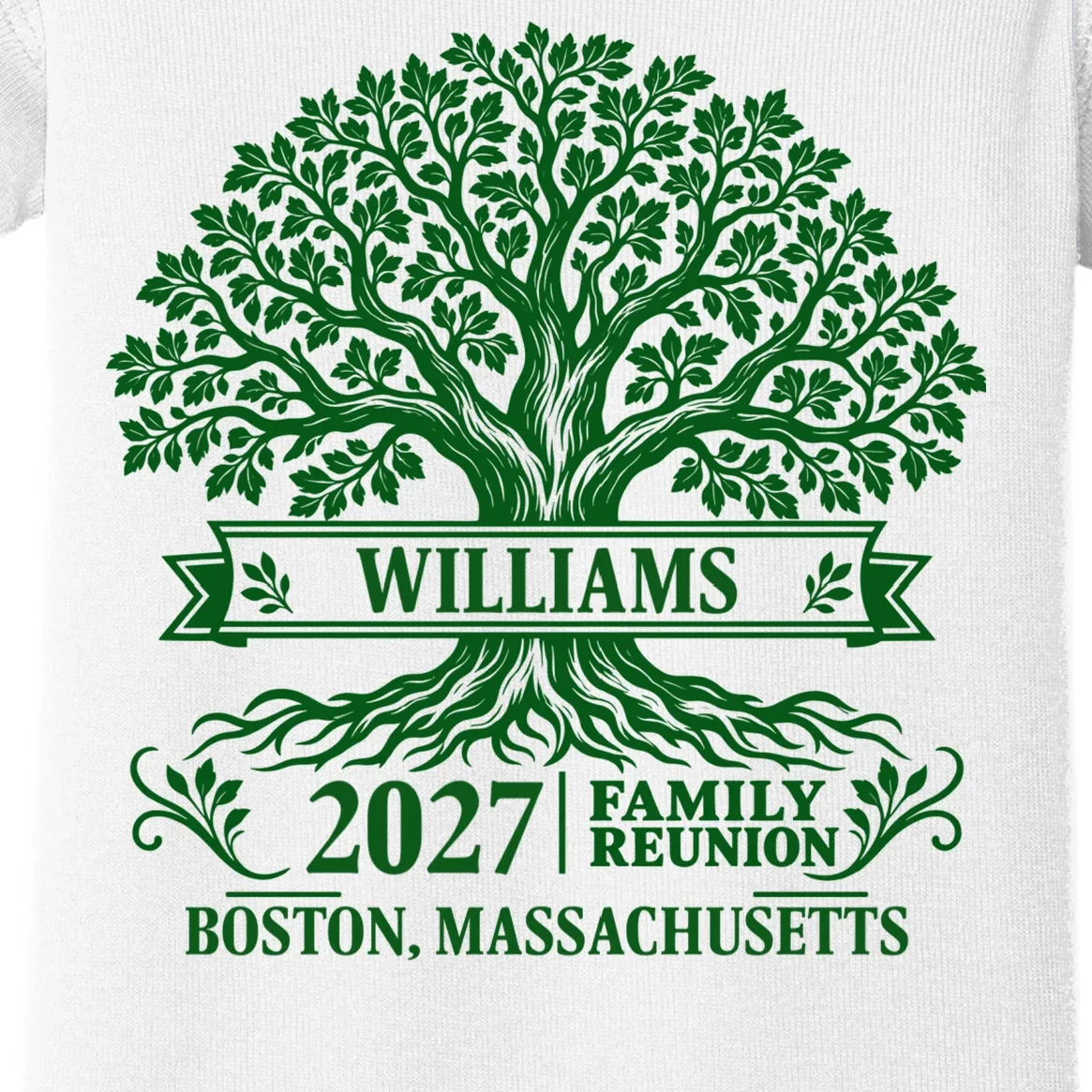 Custom Family Tree Family Reunion Baby Bodysuit - Front - Close-up