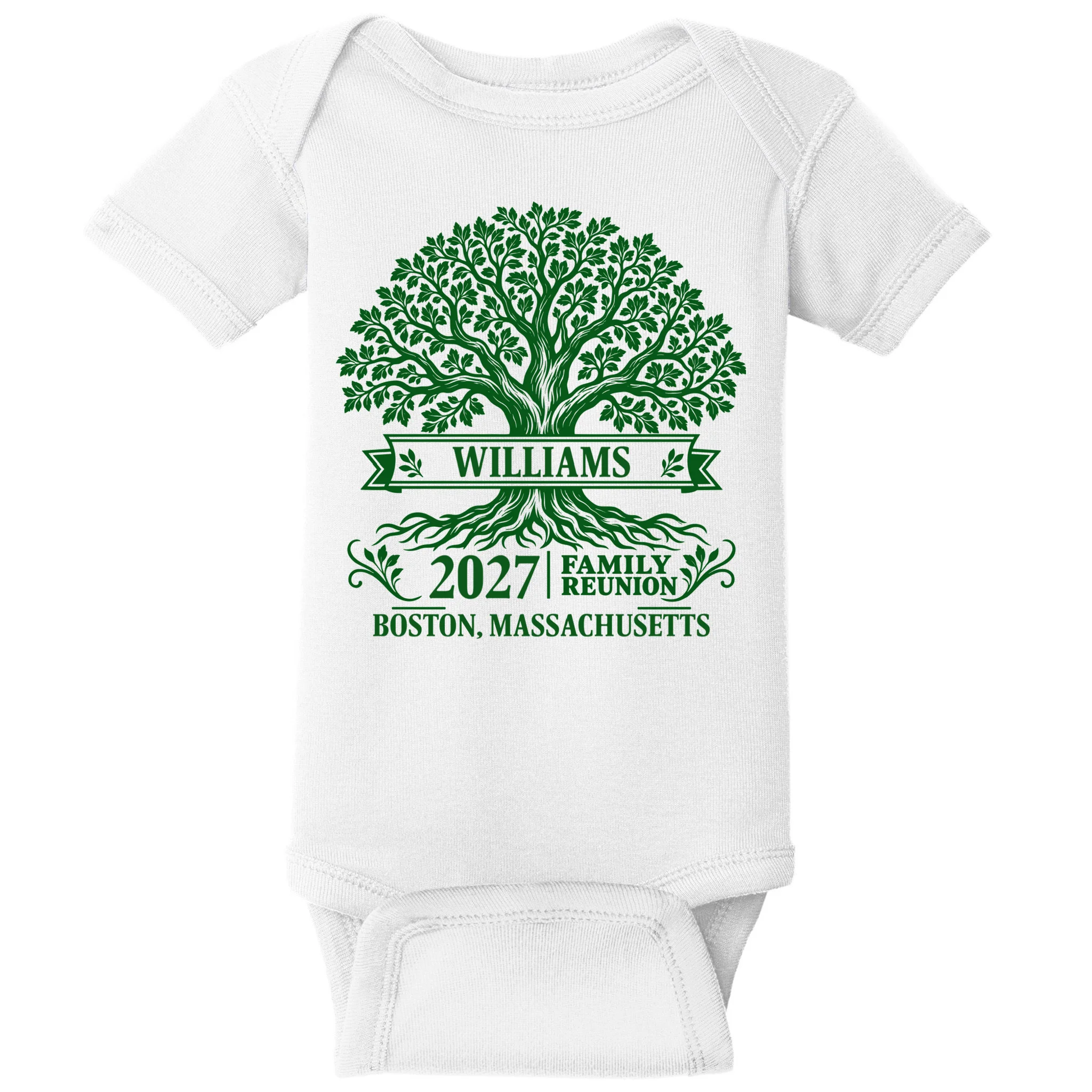 Custom Family Tree Family Reunion Baby Bodysuit Front