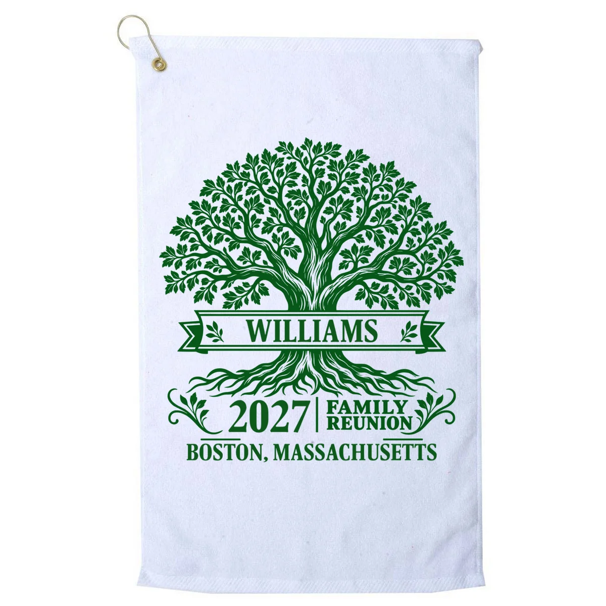 Custom Family Tree Family Reunion Golf Towel - Front