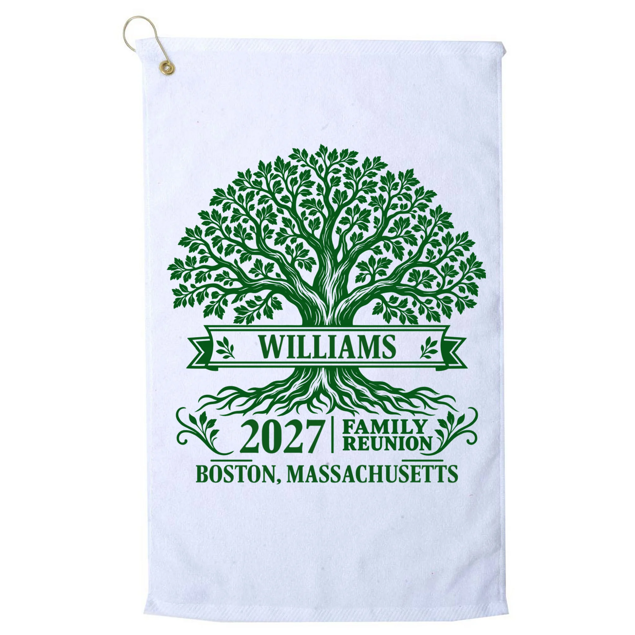Custom Family Tree Family Reunion Golf Towel - Front