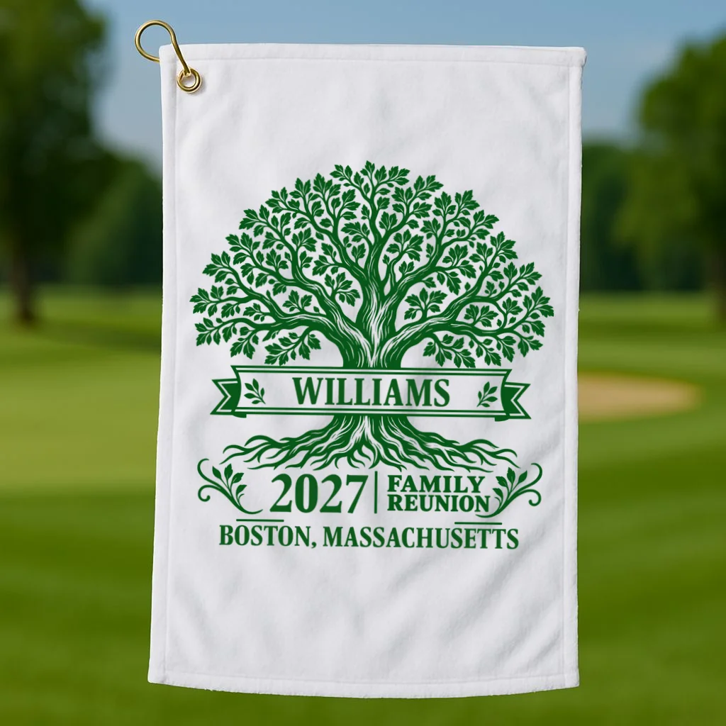 Custom Family Tree Family Reunion Golf Towel - Front 1
