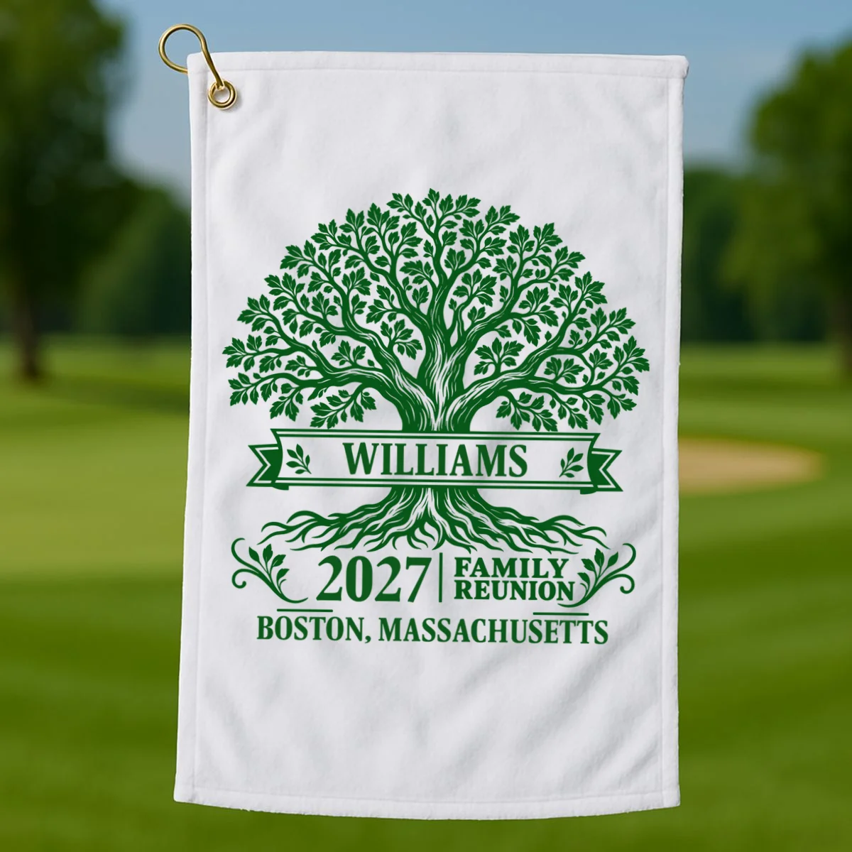 Custom Family Tree Family Reunion Golf Towel - Front 1
