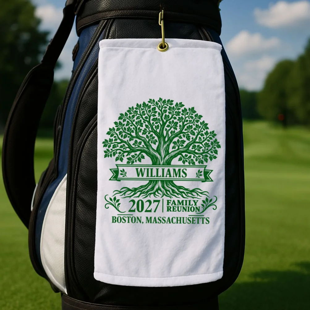 Custom Family Tree Family Reunion Golf Towel - Front 2