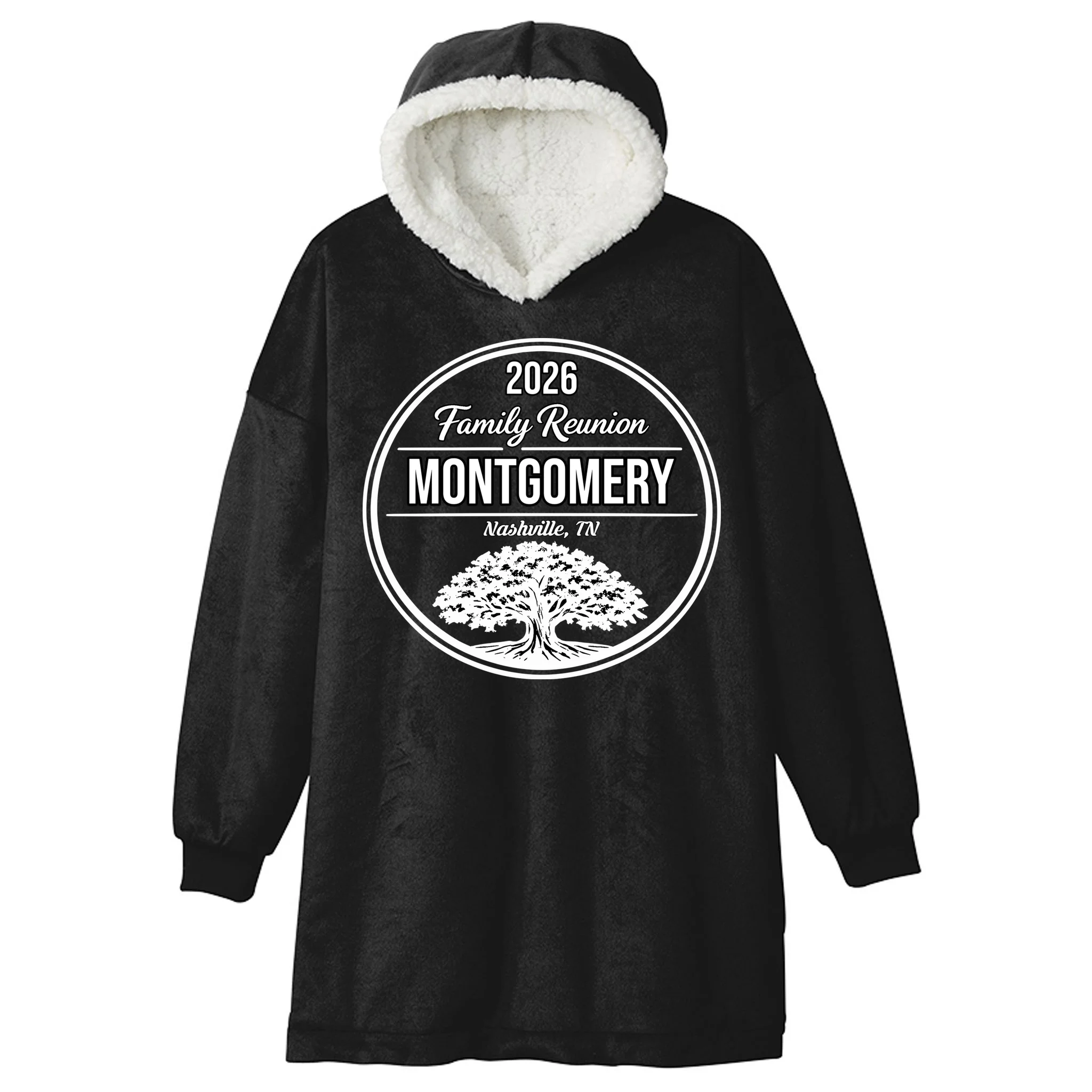 Family Tree Customizable Family Reunion Year, Name, Location Hooded Blanket - Front