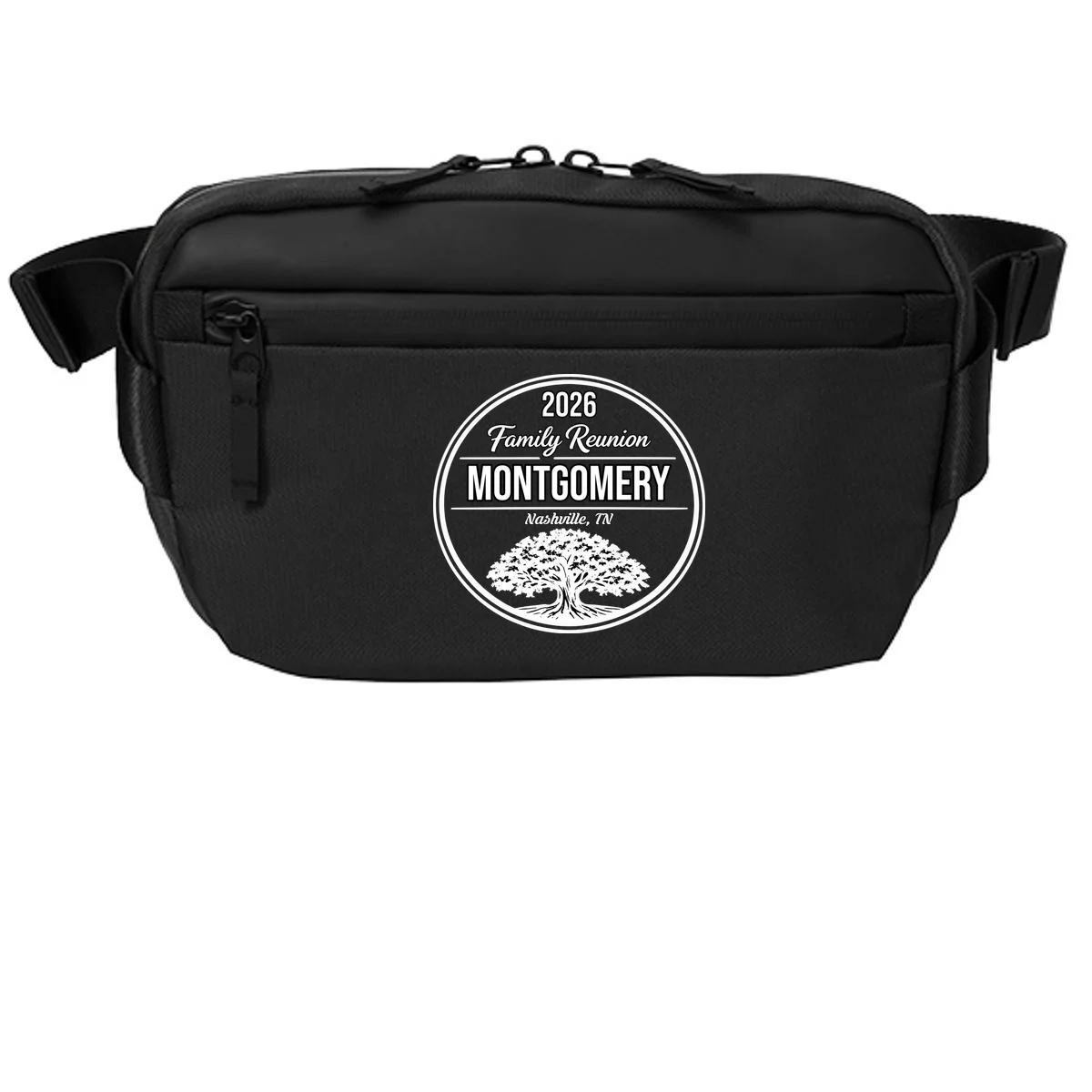 Family Tree Customizable Family Reunion Year, Name, Location Crossbody - Front