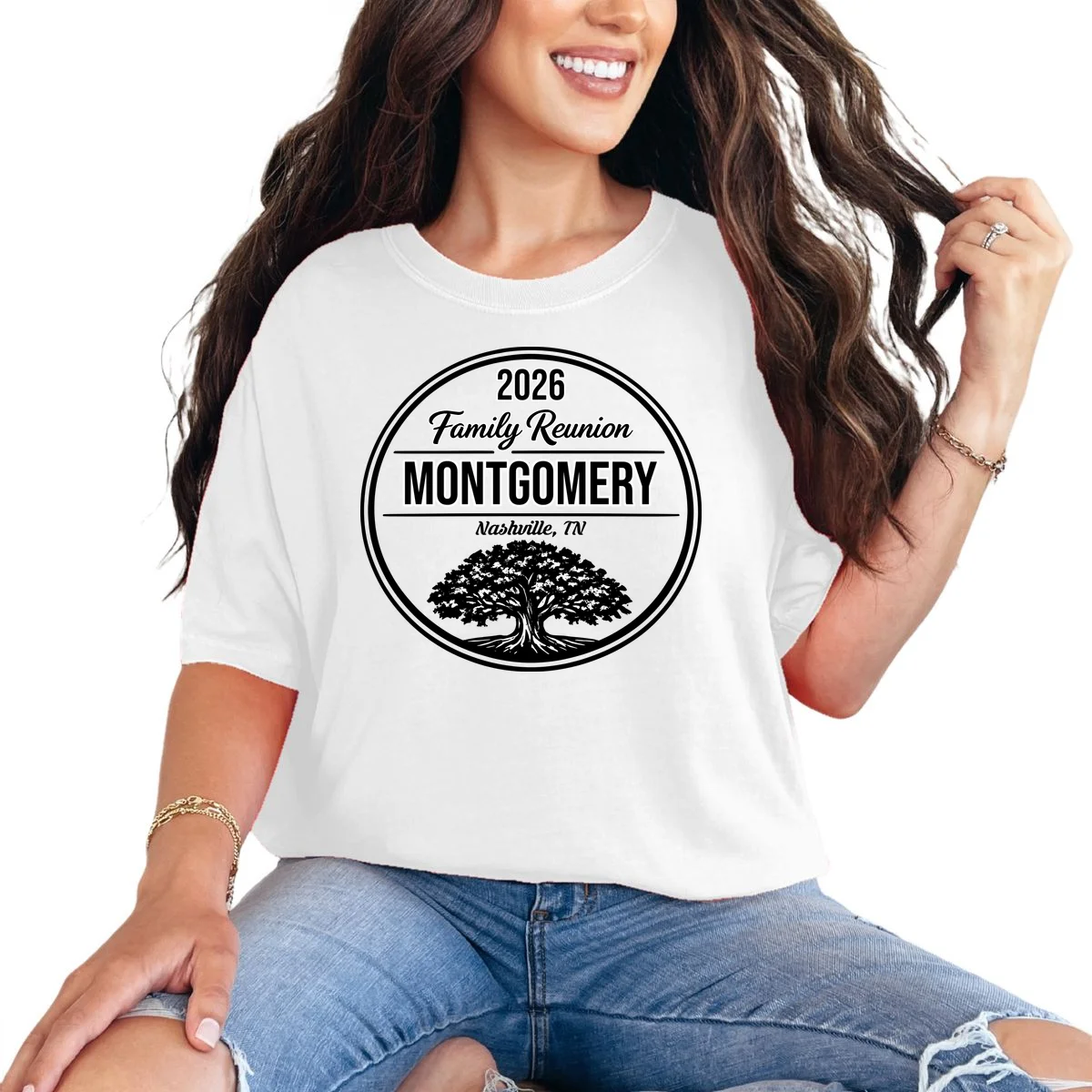 Family Tree Customizable Family Reunion Year, Name, Location T-Shirt - Front
