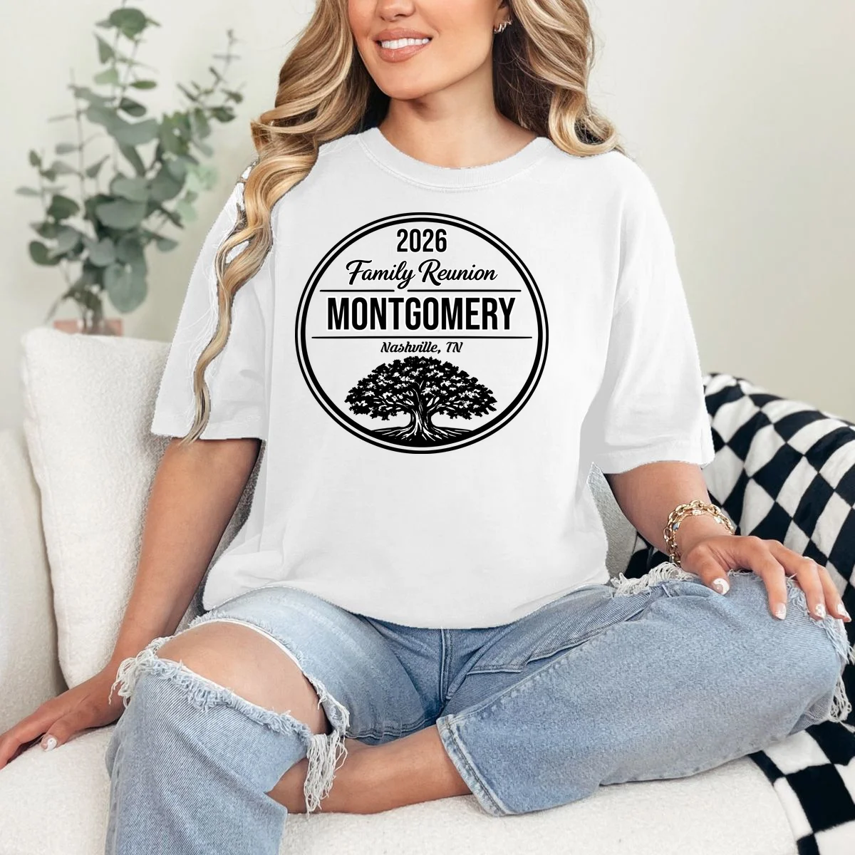 Family Tree Customizable Family Reunion Year, Name, Location T-Shirt - Front 1