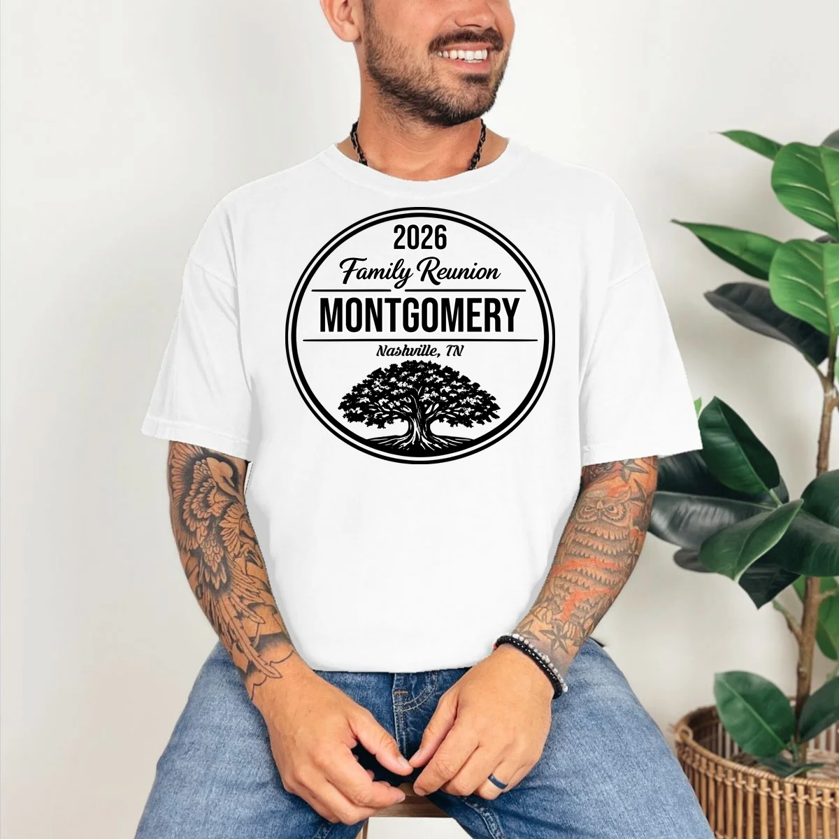 Family Tree Customizable Family Reunion Year, Name, Location T-Shirt - Front 2
