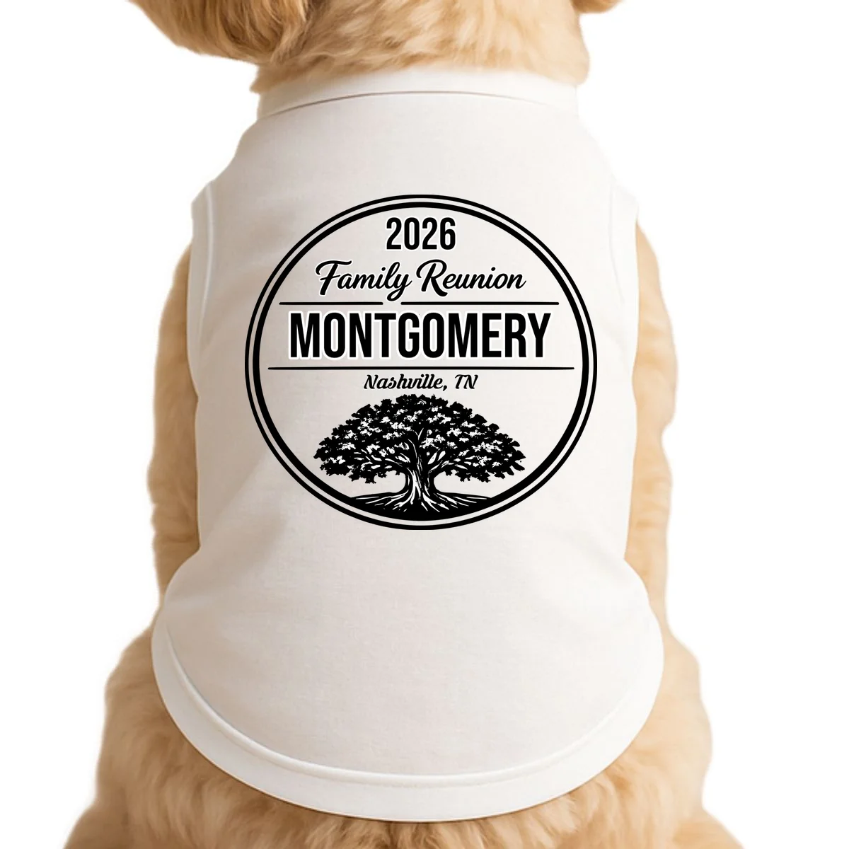 Family Tree Customizable Family Reunion Year, Name, Location Doggie Tank - Front