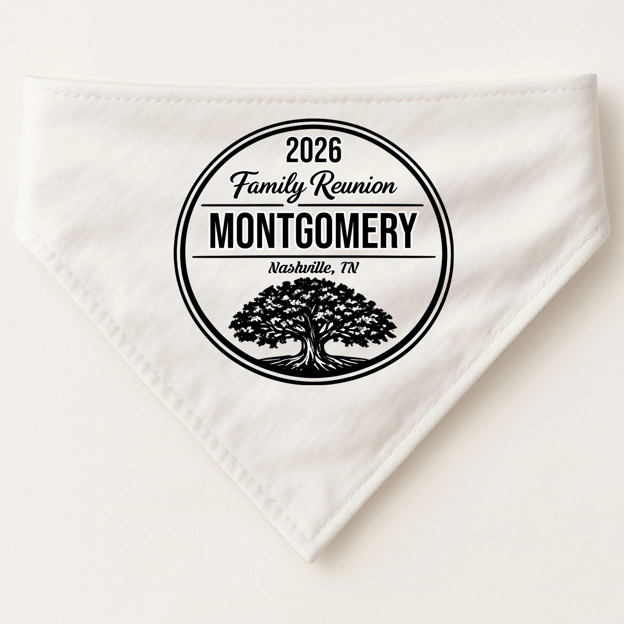 Family Tree Customizable Family Reunion Year, Name, Location Dog Bandana - Front