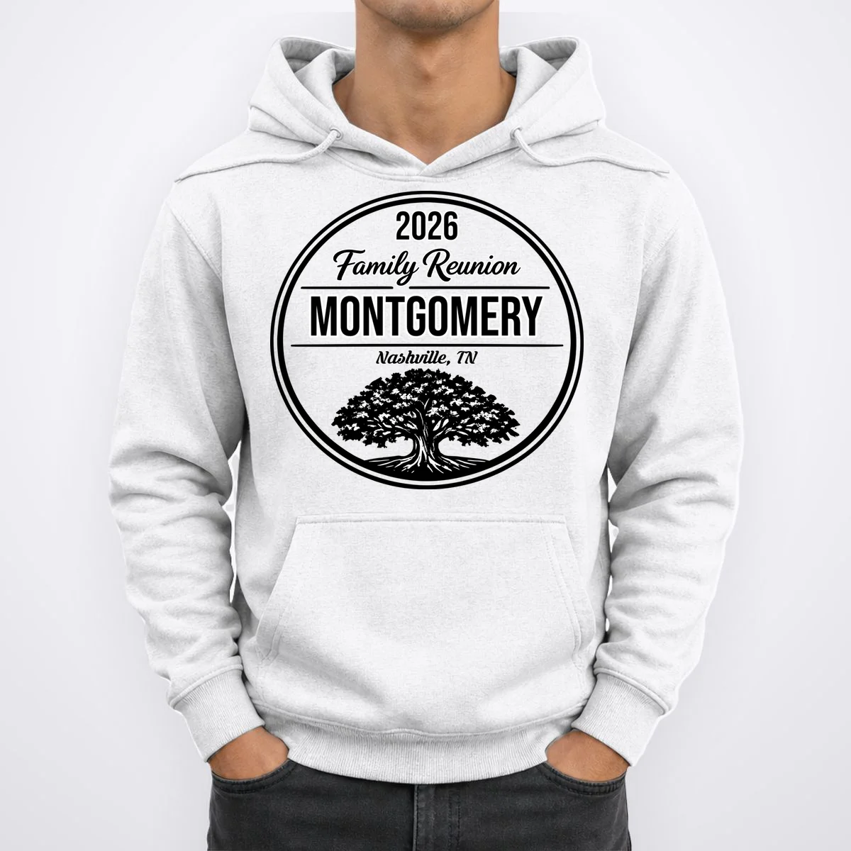 Family Tree Customizable Family Reunion Year, Name, Location Men's Hoodie - Front 1