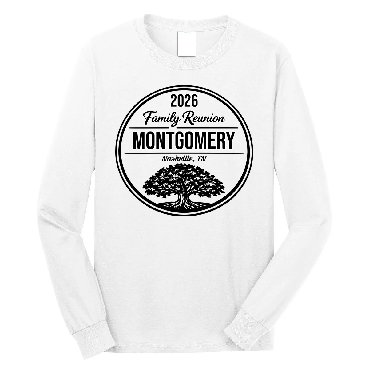 Family Tree Customizable Family Reunion Year, Name, Location Long Sleeve Shirt - Front