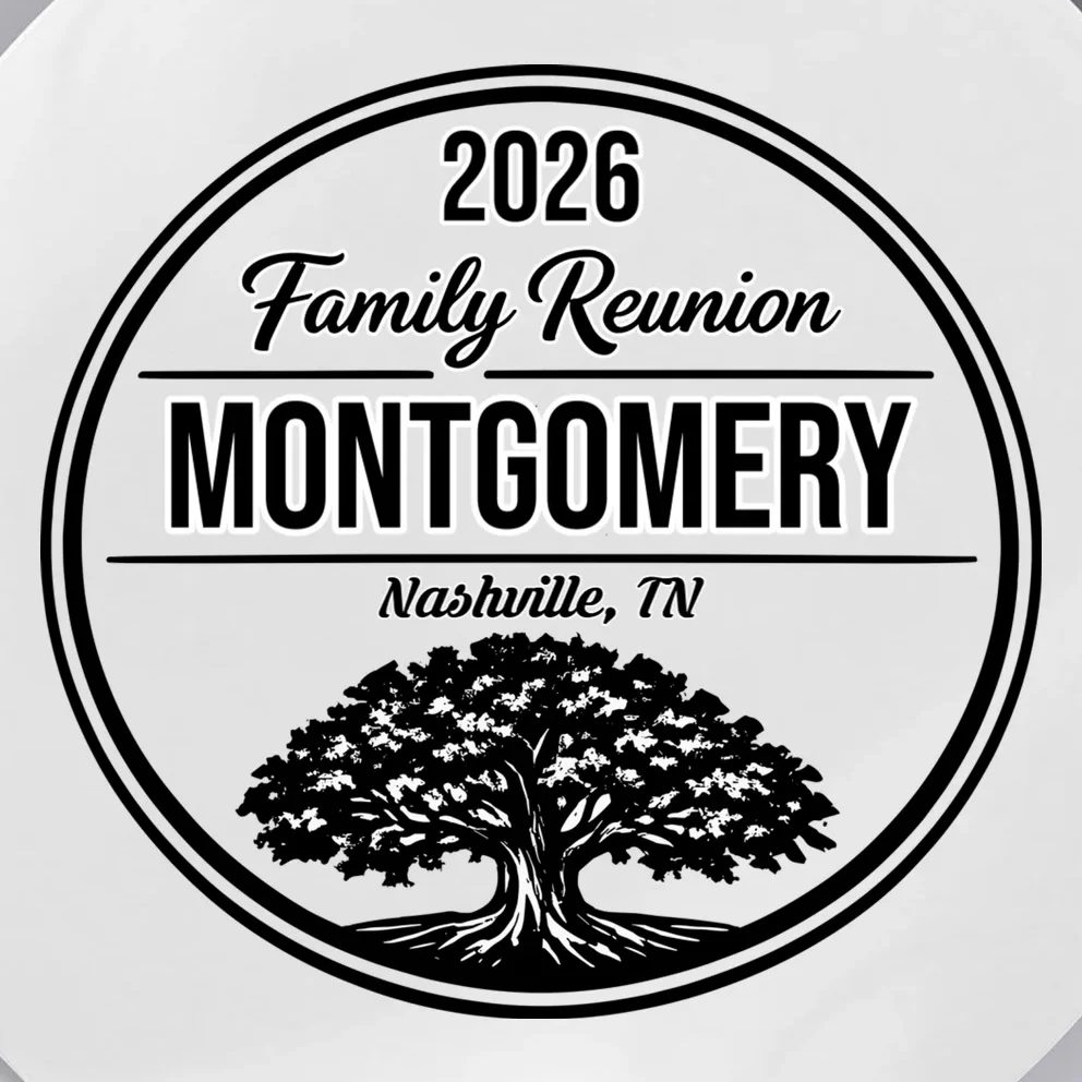 Family Tree Customizable Family Reunion Year, Name, Location Button - Front - Close-up