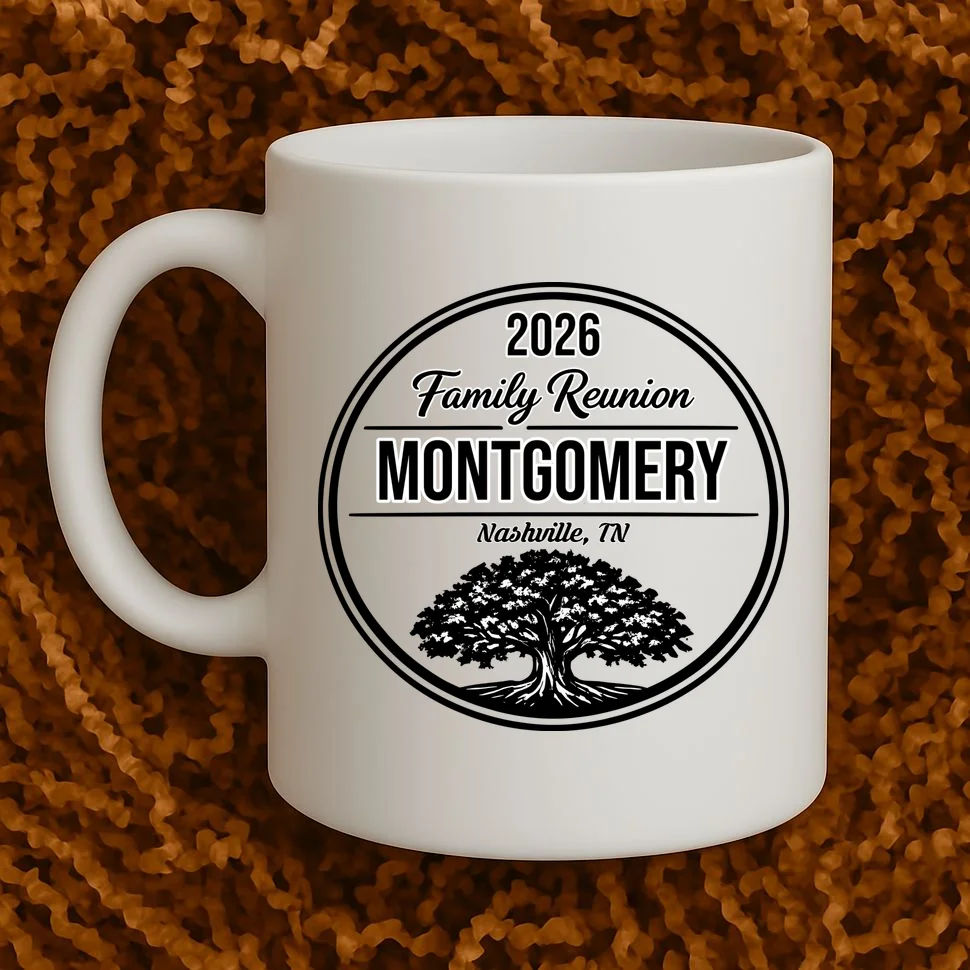 Family Tree Customizable Family Reunion Year, Name, Location Coffee Mug - Front 1