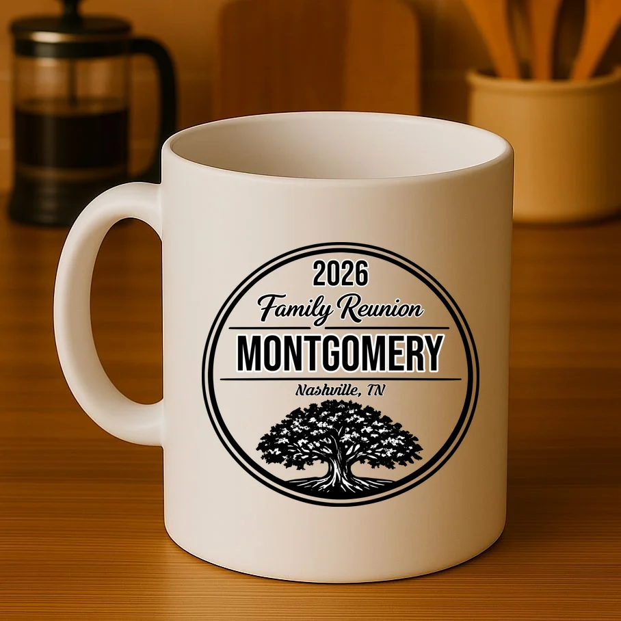 Family Tree Customizable Family Reunion Year, Name, Location Coffee Mug - Front 3
