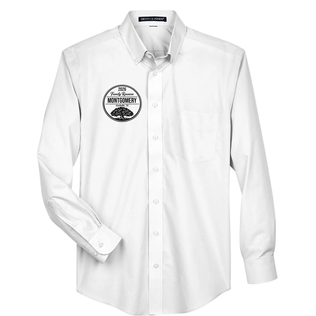Family Tree Customizable Family Reunion Year, Name, Location Men's Button Up - Front