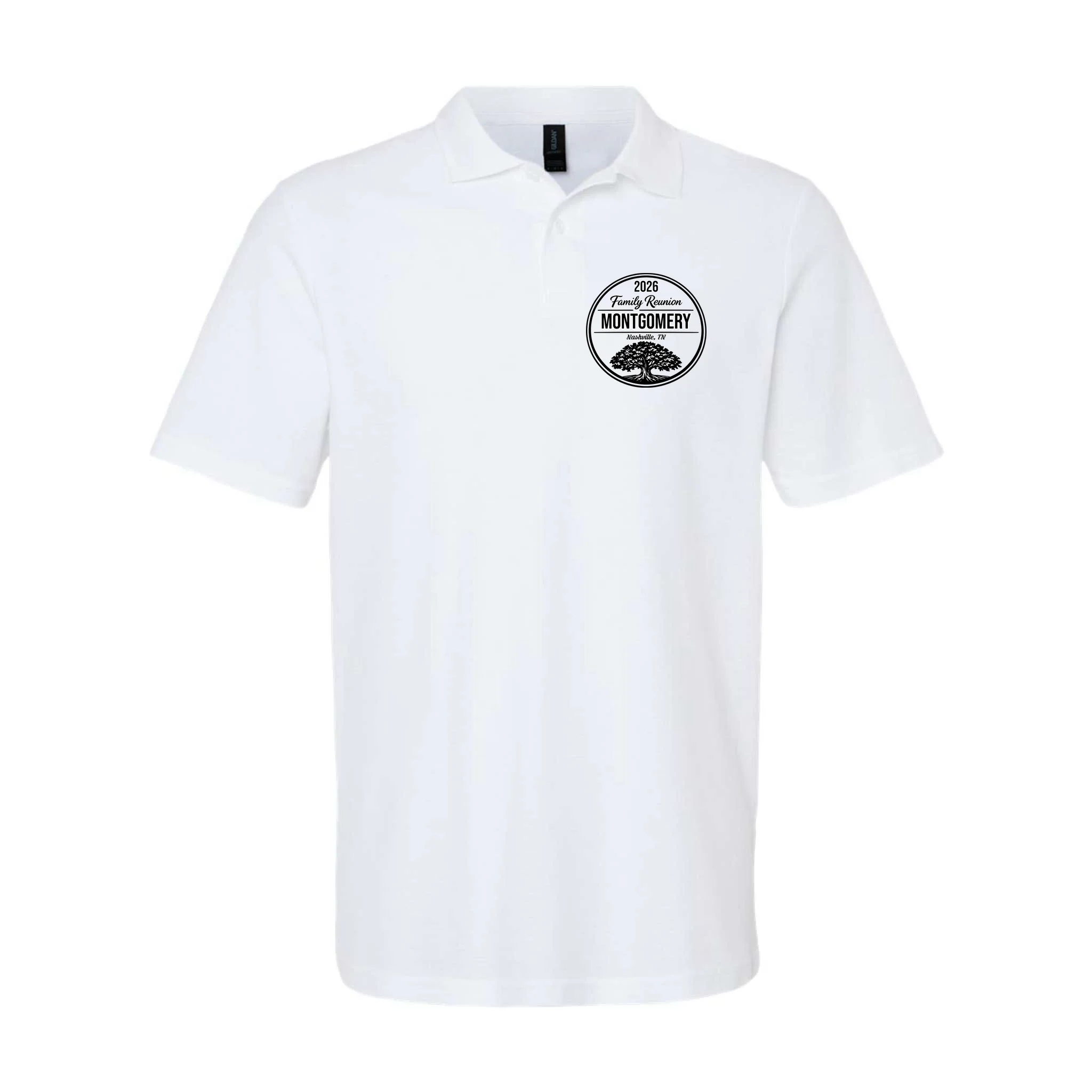 Family Tree Customizable Family Reunion Year, Name, Location Men's Polo - Front