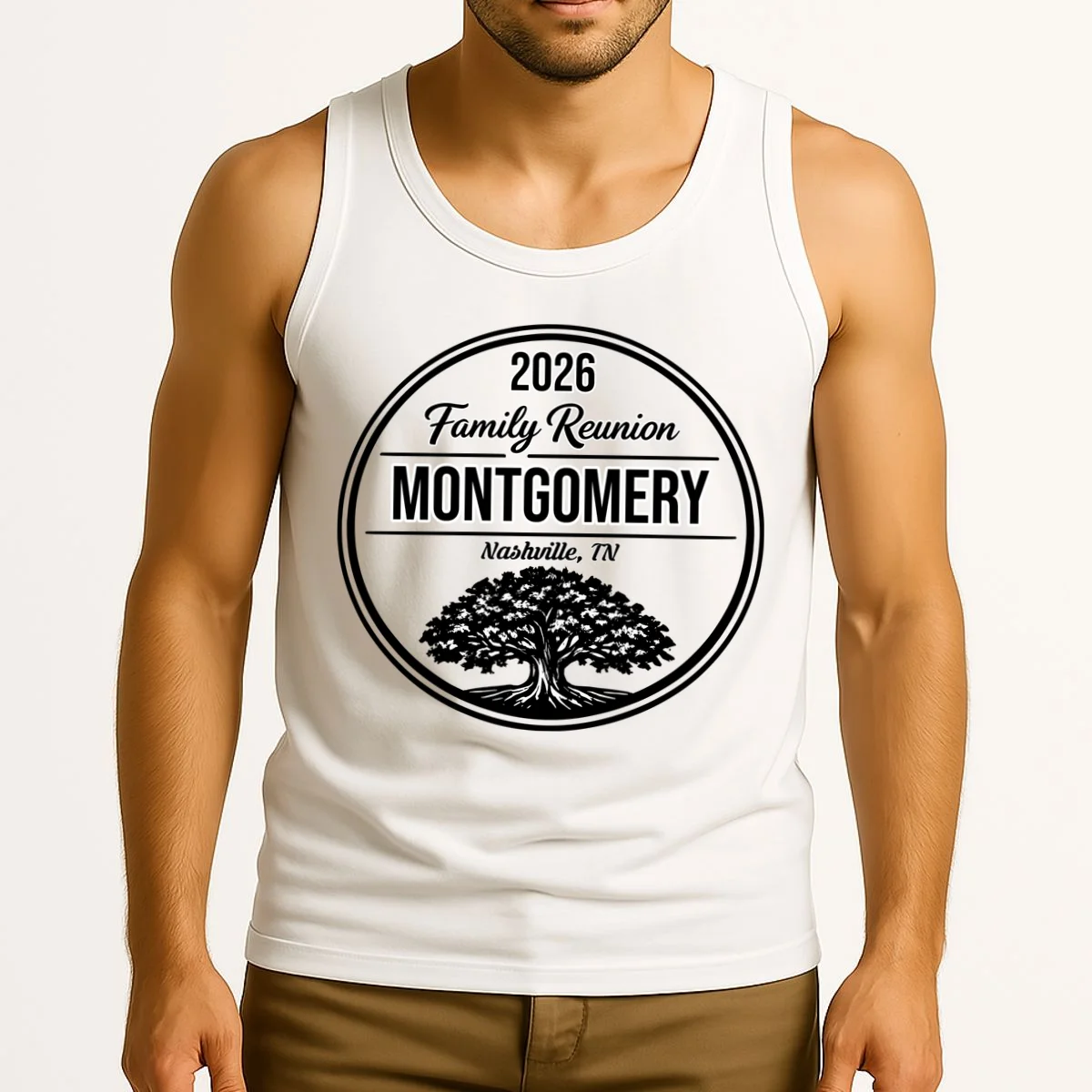 Family Tree Customizable Family Reunion Year, Name, Location Tank Top - Front 2